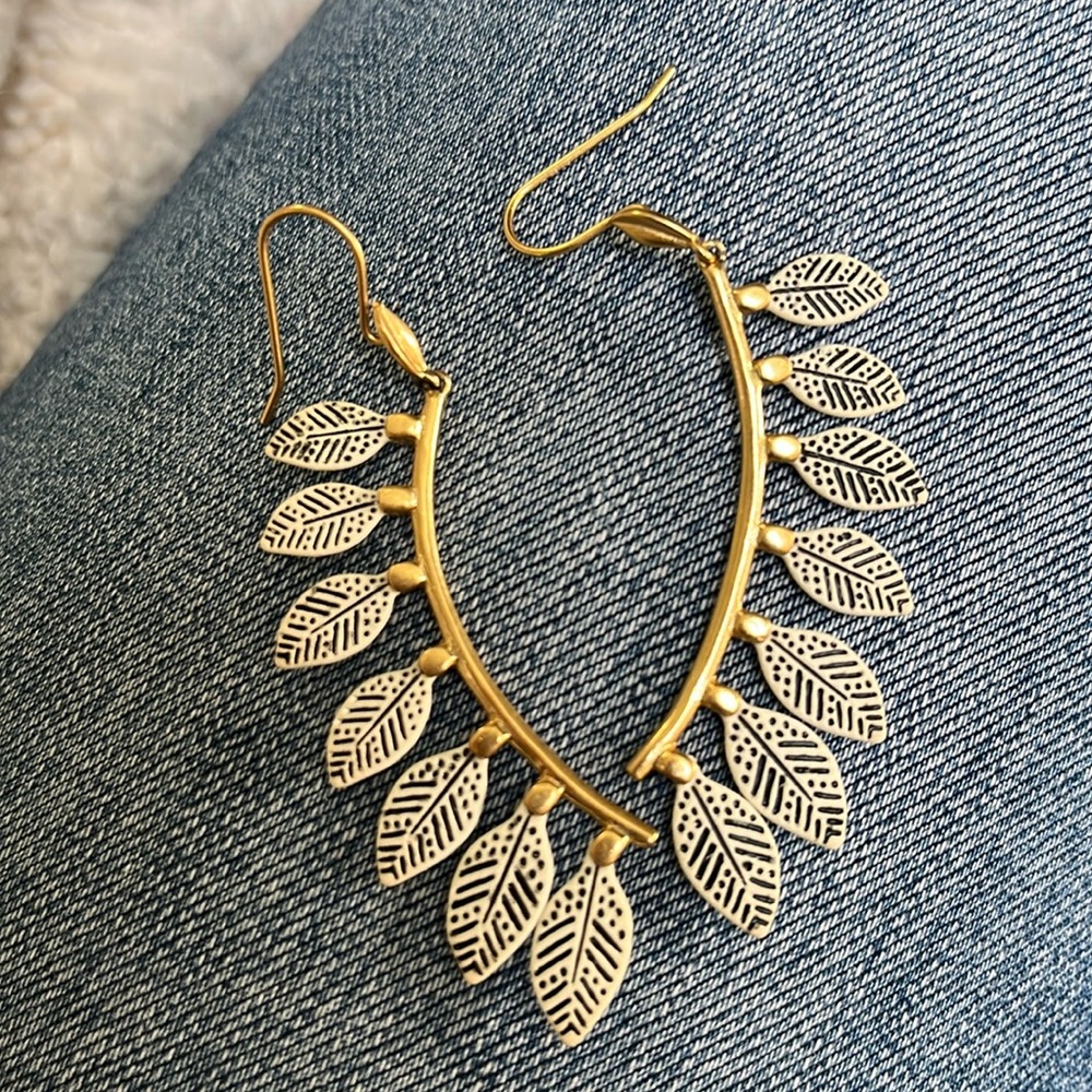 Stella & Dot Leaf Dangle Earrings